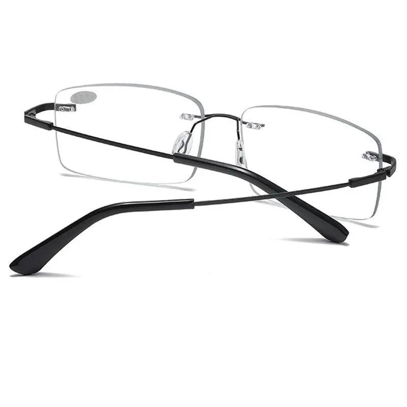 Original supplier detail of the rimless lens connection and temple