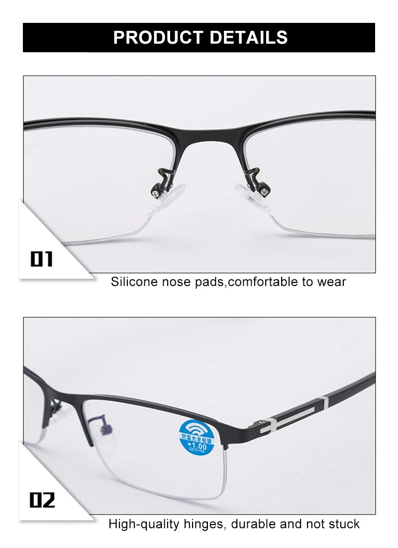 Original supplier close-ups of separate clear nose pads and hinge detail