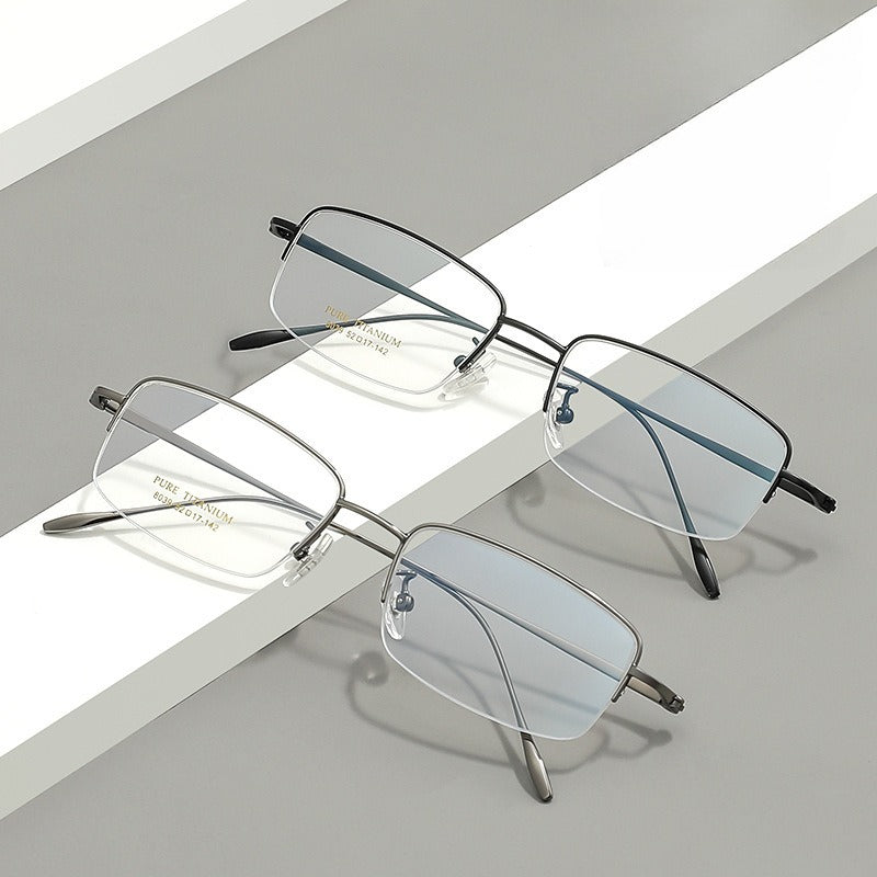 Ultralight Pure Titanium Semi-rimless Thin-rimmed Reading Glasses