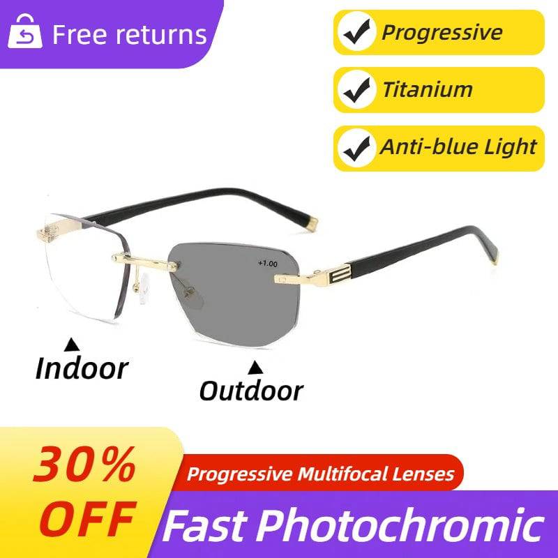 Frameless Outdoor Anti-Blue Light Smart Photochromic Reading Glasses - SunRay Glasses