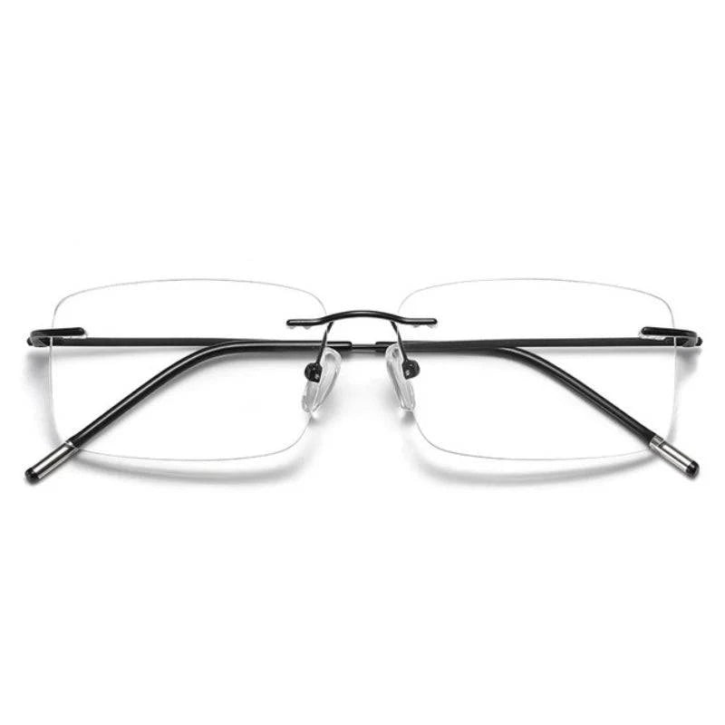 Ultra-light Anti-blue light Progressive Multifocal Memory Titanium Rimless Reading Glasses - SunRay Glasses
