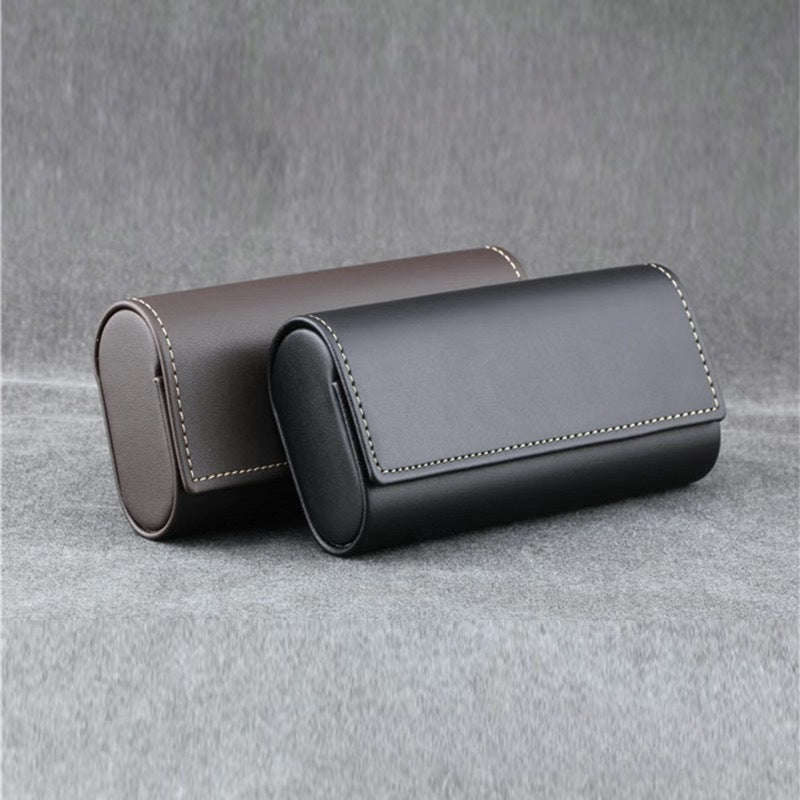 Ultra-light and Simple Leather Anti-pressure Retro Portable Glasses Case