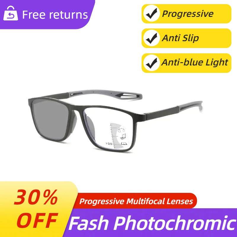 Photochromic TR90 Anti-blue Light Multifocal Progressive Sports Reading Glasses - SunRay Glasses