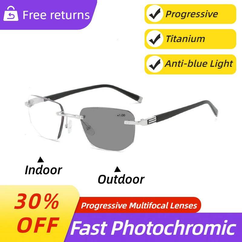 Frameless Outdoor Anti-Blue Light Smart Photochromic Reading Glasses - SunRay Glasses