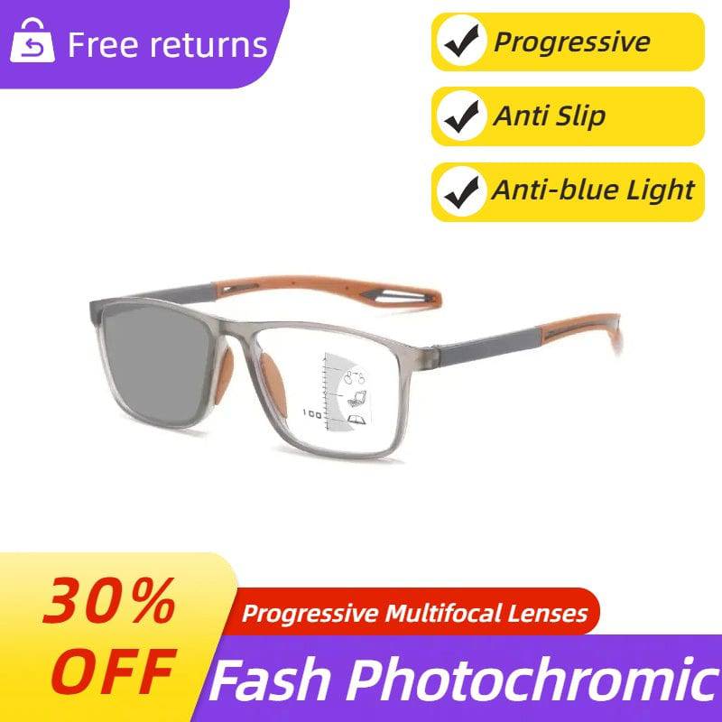Photochromic TR90 Anti-blue Light Multifocal Progressive Sports Reading Glasses - SunRay Glasses