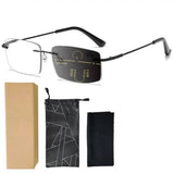 Ultra-light Anti-Blue Light Rimless Automatic Photochromic Multi-focal Reading Glasses - SunRay Glasses