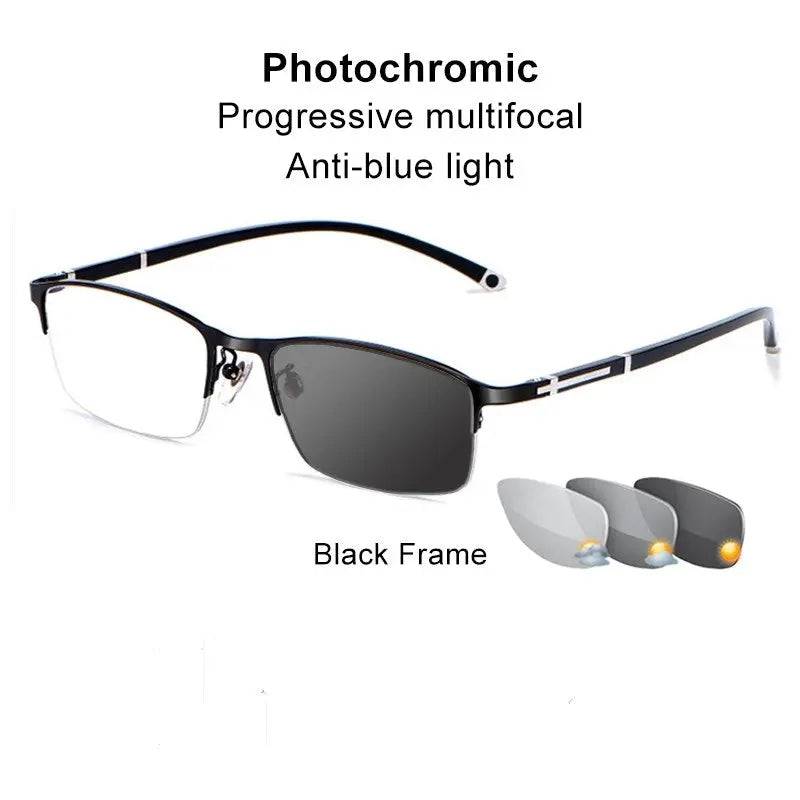 Photochromic Progressive Multifocal Anti Blue Light Reading Glasses SunRay Glasses