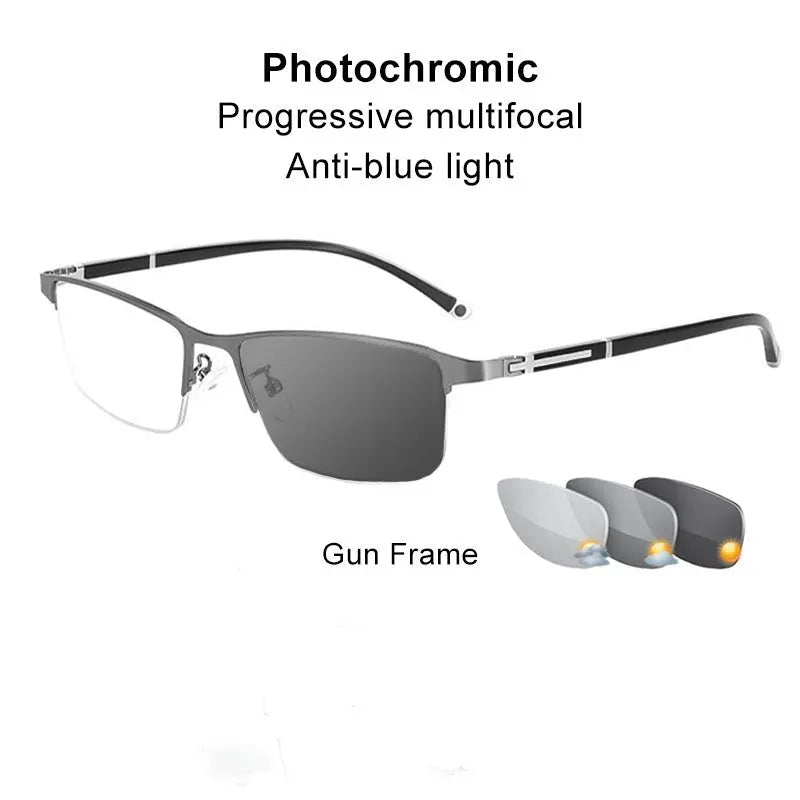 Photochromic Progressive Multifocal Anti Blue Light Reading Glasses SunRay Glasses