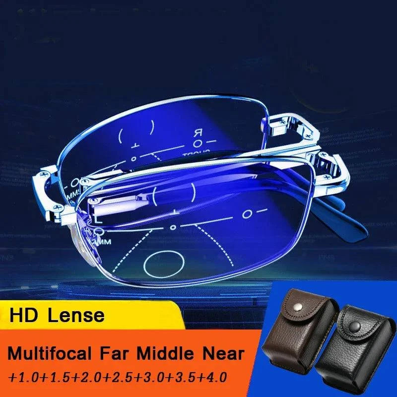 Multifocal Folding Reading Glasses Anti-blue Light HD Lenses Reading Glasses - SunRay Glasses