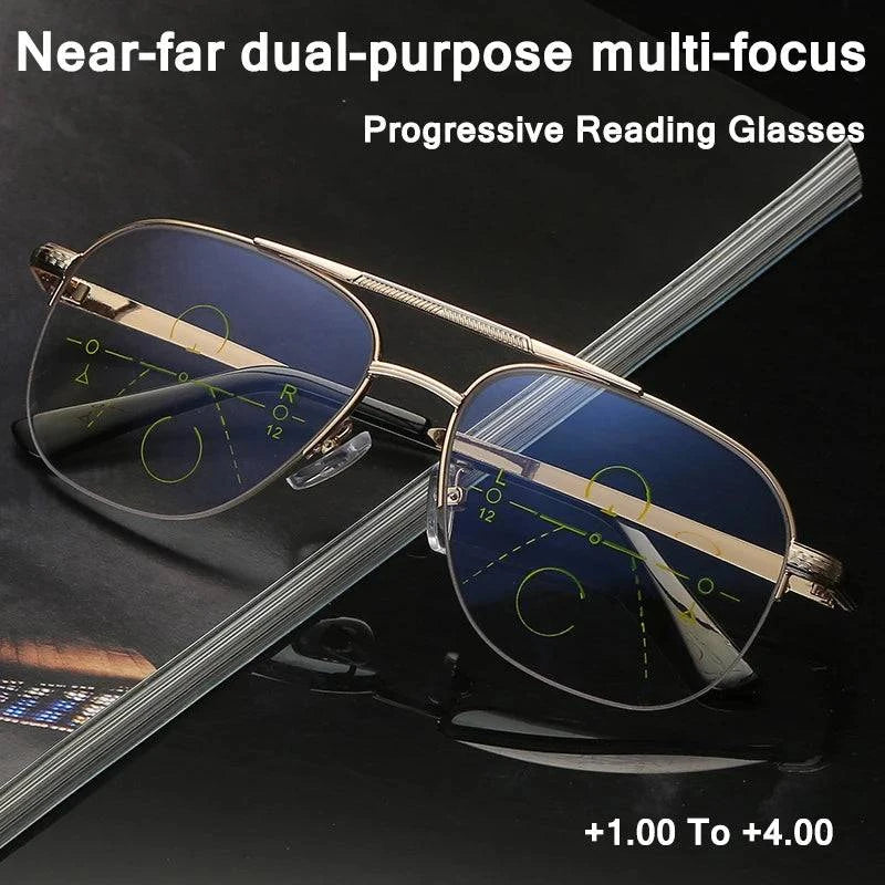 Near-far dual-purpose multi-focus Progressive Anti-Blue Ray Reading Glasses - SunRay Glasses