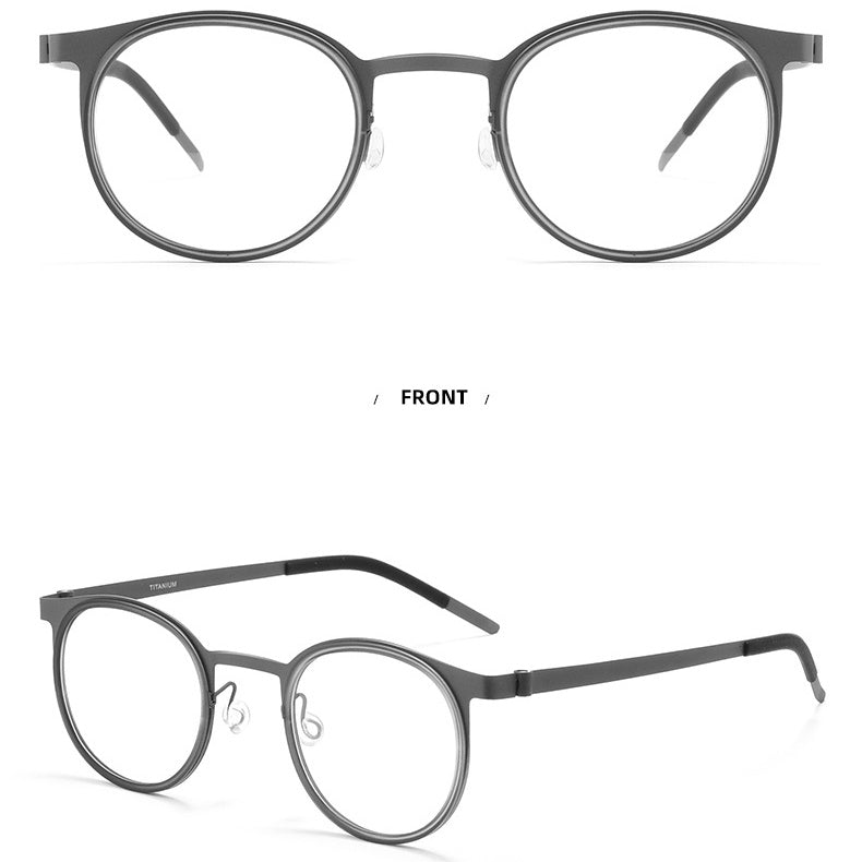 Luxury Vintage Progressive Phothchromic Titanium Frame Retro Round Optical Eyewear