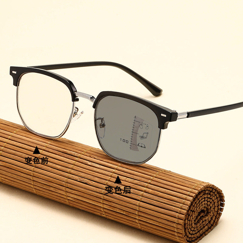 Photochromic Progressive Multifocal Near and Far Vision Glasses with Blue Light Protection