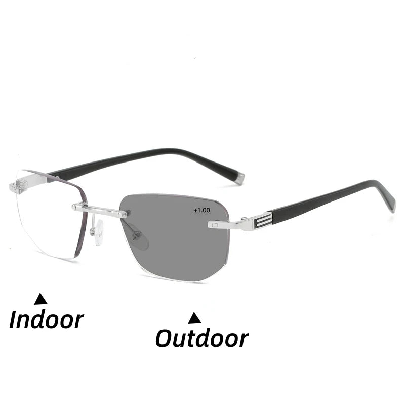 Frameless Outdoor Anti-Blue Light Smart Photochromic Reading Glasses