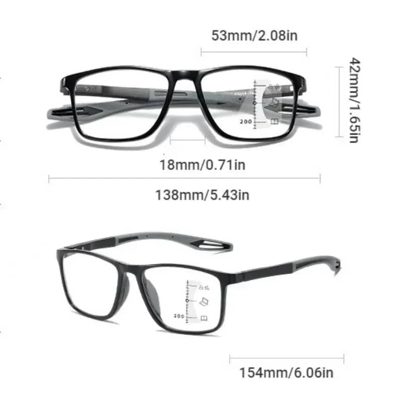 Photochromic TR90 Anti-blue Light Multifocal Progressive Sports Reading Glasses - SunRay Glasses