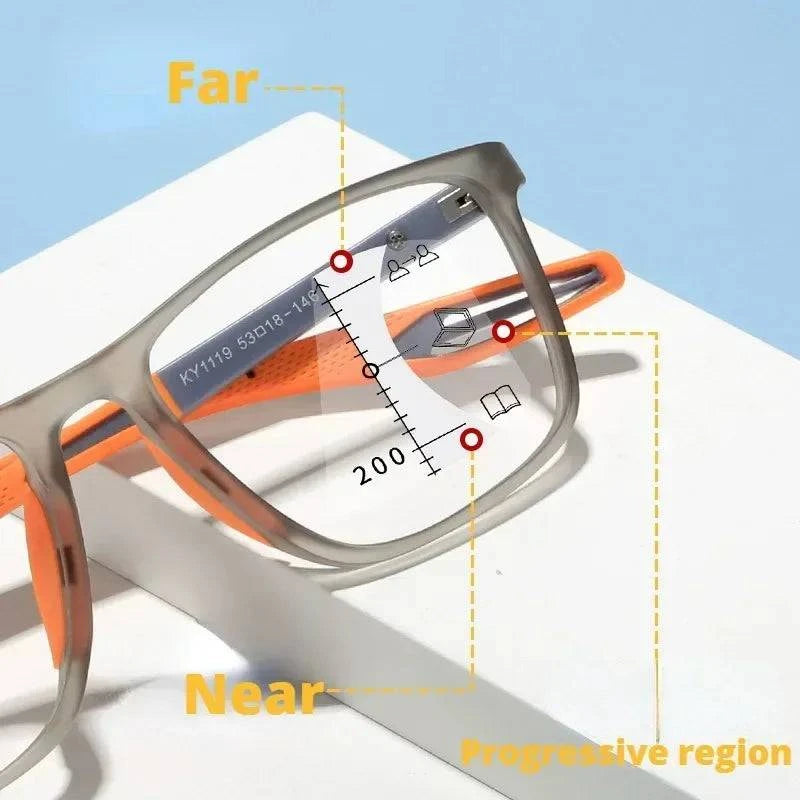 Photochromic TR90 Anti-blue Light Multifocal Progressive Sports Reading Glasses - SunRay Glasses