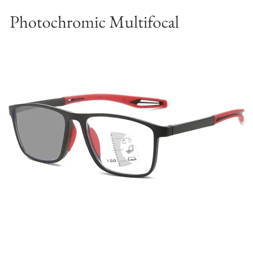 Photochromic TR90 Anti-blue Light Multifocal Progressive Sports Reading Glasses