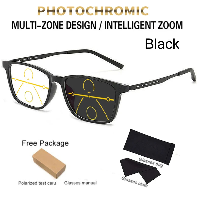 Titanium Progressive Photochromic Multifocal Reading Glasses