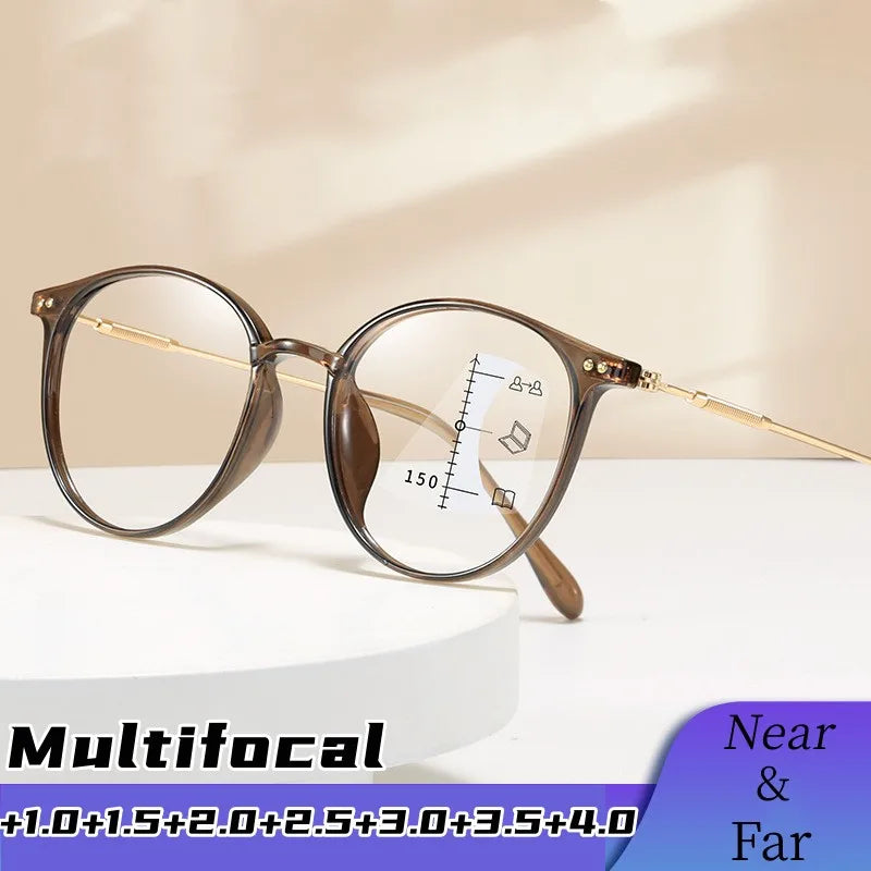 Retro Ultralight Multifocal Progressive Anti-blue Light Near Far Reading Glasses