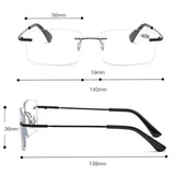 Ultra-light Anti-Blue Light Rimless Automatic Photochromic Multi-focal Reading Glasses SunRay Glasses