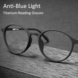 Ultra-light Titanium Transitional Anti-blue Photochromic Progressive Multifocal Round Frame Reading Glasses SunRay Glasses
