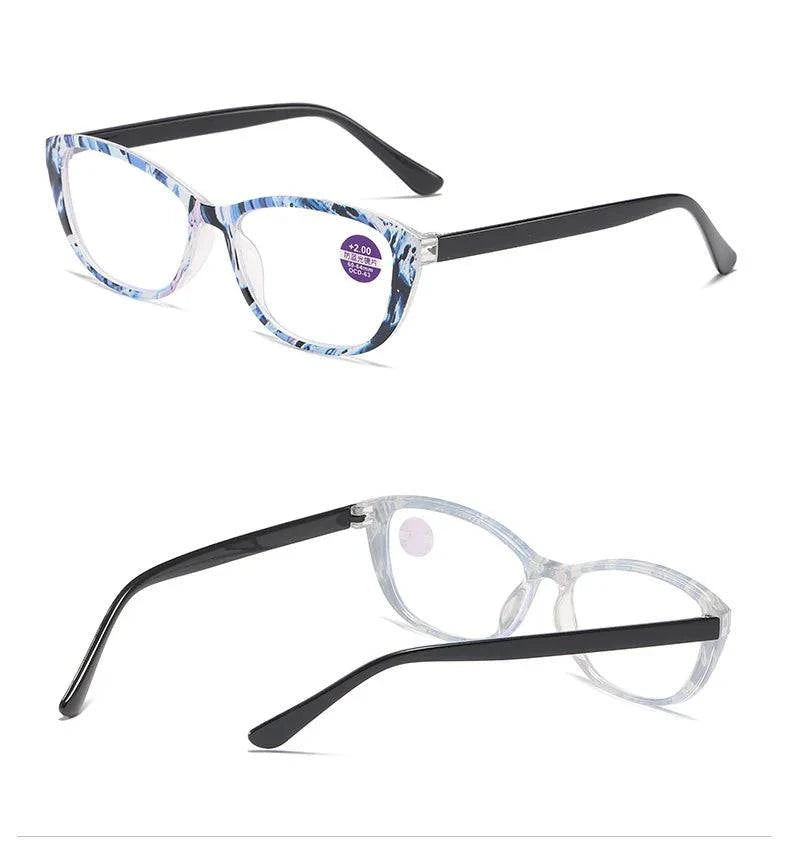 HD Anti-blue Cat Eye Portable Printing Reading Glasses