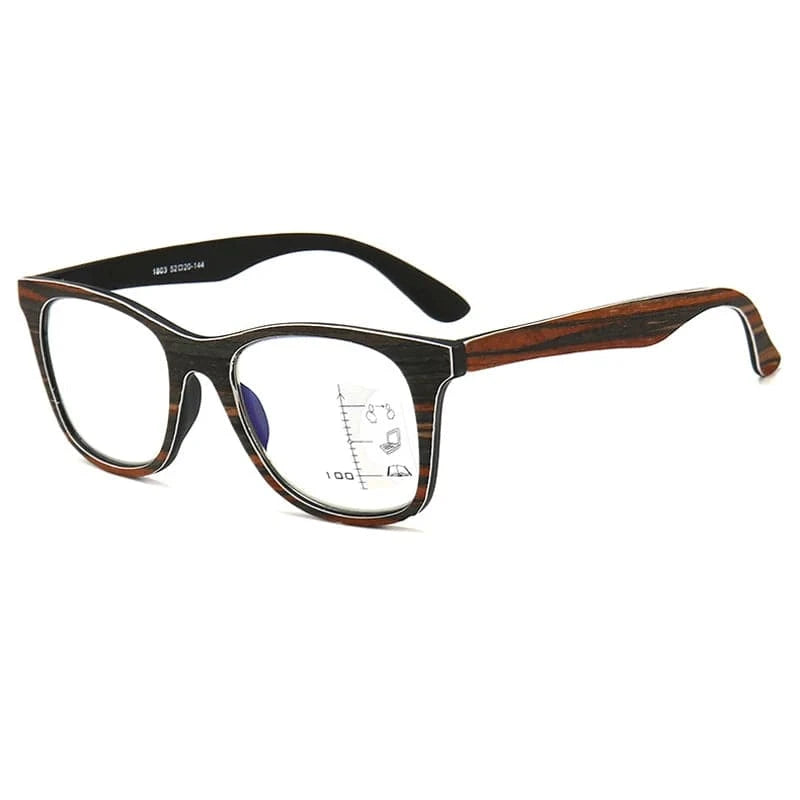 Imitation Wood Smart Progressive Multifocal Reading Glasses - SunRay Glasses