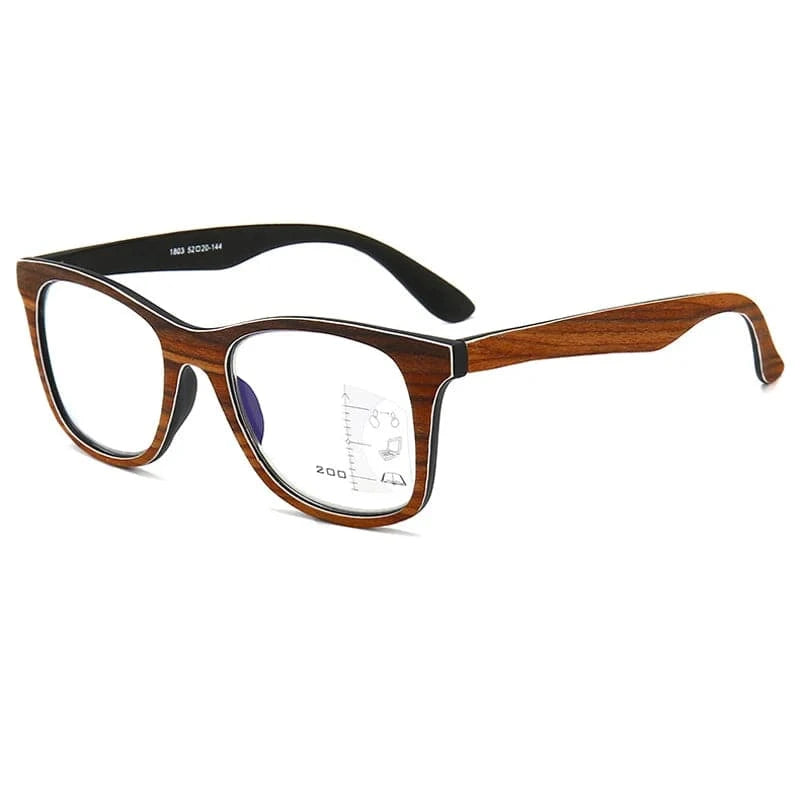 Imitation Wood Smart Progressive Multifocal Reading Glasses - SunRay Glasses