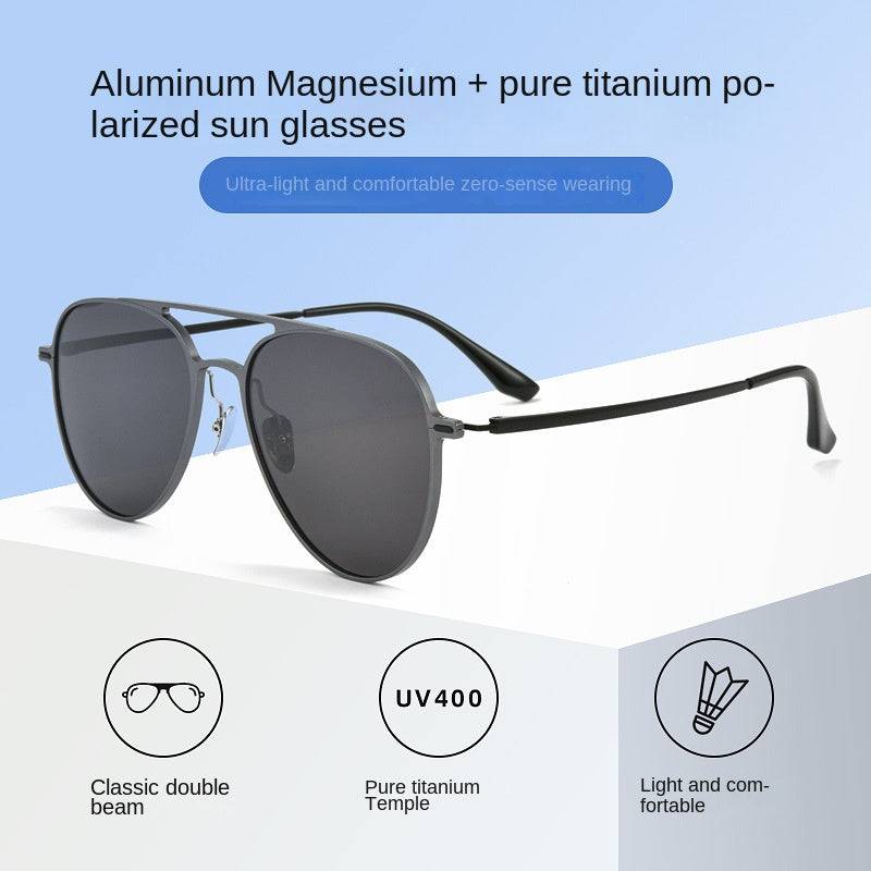 Ultralight Aluminum Magnesium Polarized Sunglasses Double Beam Aviator Sunglasses - SunRay Glasses