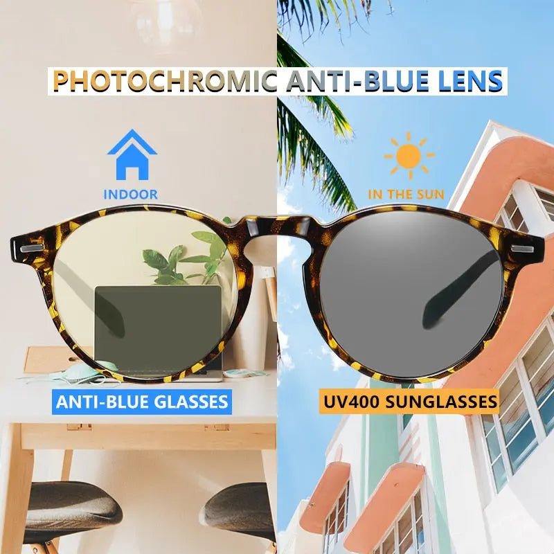 Ultralight Photochromic Anti UV400 Blue Light Glasses