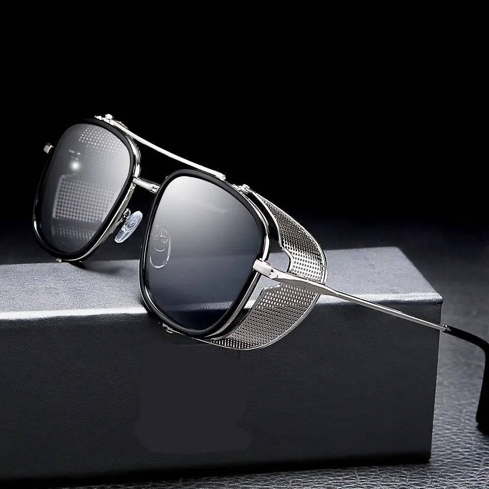 Retro Punk Style Square Metal Frame Sunglasses