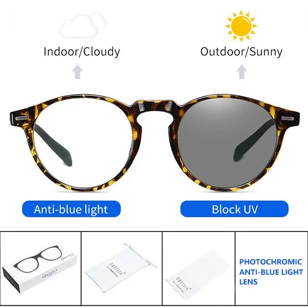 Ultralight Photochromic Anti UV400 Blue Light Glasses SunRay Glasses