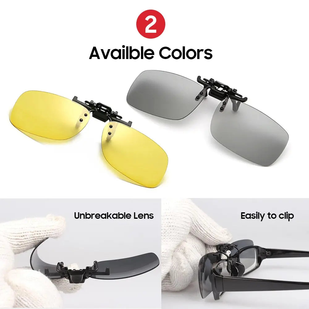 UV400 Day and Night Vision Polarized Sunglasses Clip-on Anti-Glare
