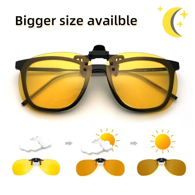 Clip On Sunglasses - Photochromic Polarized Day Night Vision Sunglasses –  SunRay Glasses