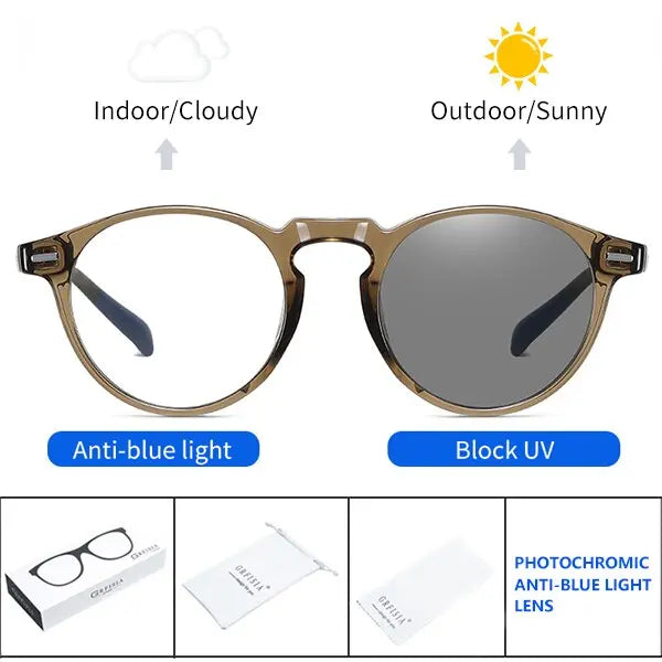 Ultralight Photochromic Anti UV400 Blue Light Glasses SunRay Glasses