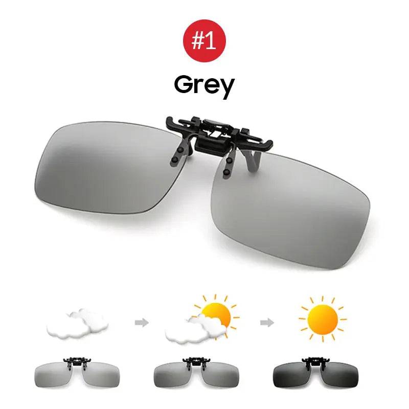 Clip on Photochromic Polarized Day Night Vision Glasses SunRay Glasses