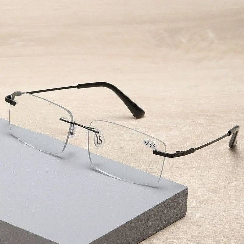 Ultra-light Anti-Blue Light Rimless Automatic Photochromic Multi-focal Reading Glasses - SunRay Glasses