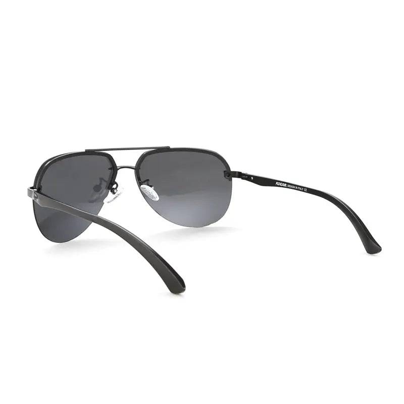 Original Black sunglasses side view showing sculpted metal temples and curved ear tips